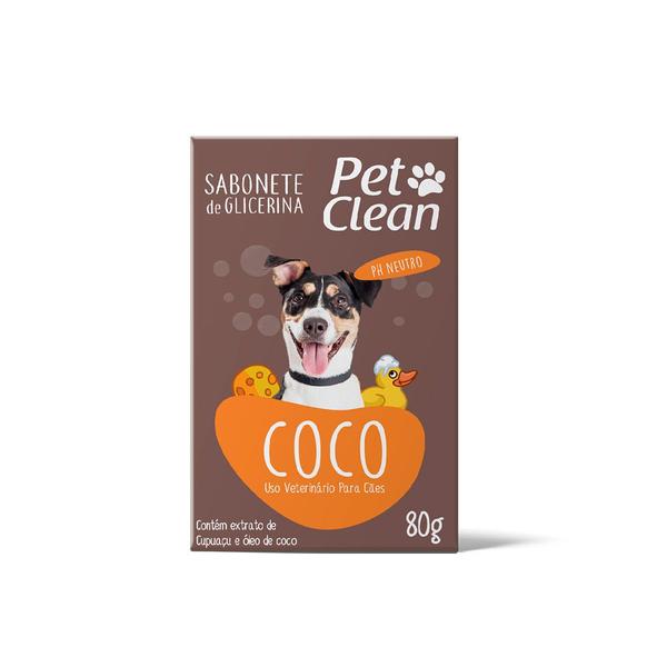 Imagem de KIT 2 Sabonetes Glicerina Coco em Barra para Cachorros e Gatos Pet Clean 80g Extrato de Cupuaçu e Óleo de coco