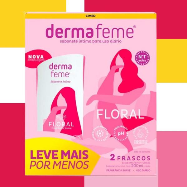 Imagem de Kit 2 Sabonetes Íntimos Líquido Dermafeme Floral 200ml