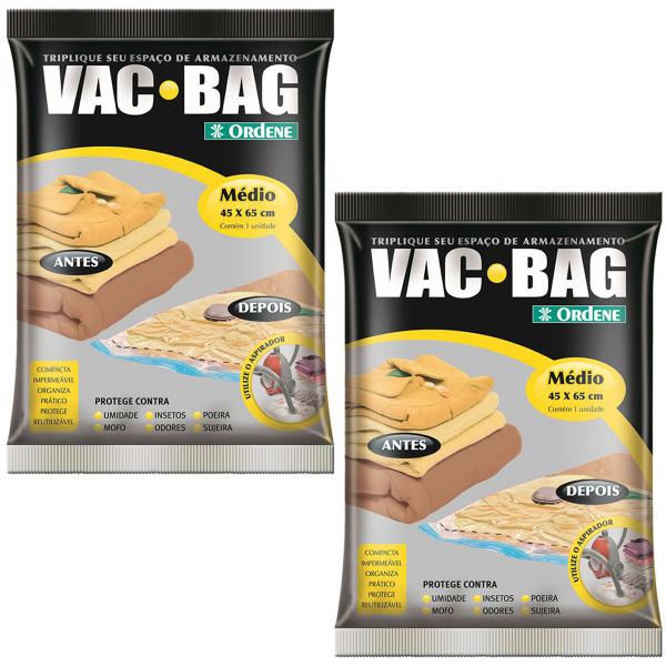 Imagem de Kit 2 Saco Vácuo Vac Bag Ordene Médio 45x65 Guardar Roupas