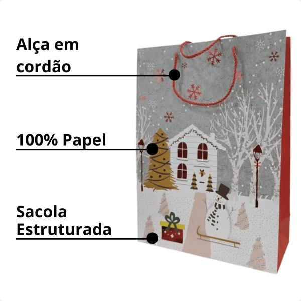 Imagem de Kit 2 Sacolas De Presente Diversas Estampas De Natal 