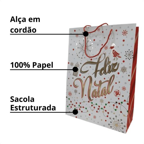 Imagem de Kit 2 Sacolas De Presente Diversas Estampas De Natal 