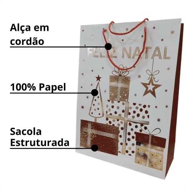 Imagem de Kit 2 Sacolas De Presente Diversas Estampas De Natal 