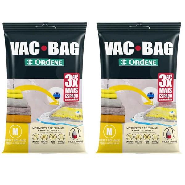 Imagem de Kit 2 Sacos Vac Bag Ordene para Roupas Médio 45x65cm A Vácuo