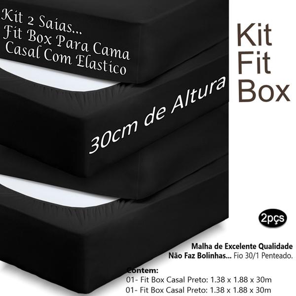 Imagem de Kit 2 Saias Para Cama Box Casal Fit Box Malha Algodão