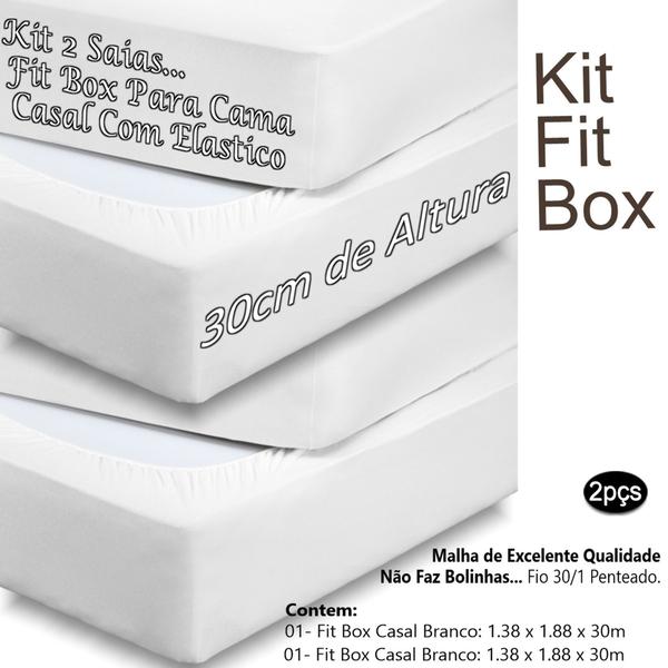 Imagem de Kit 2 Saias Para Cama Box Casal Fit Box Malha Algodão