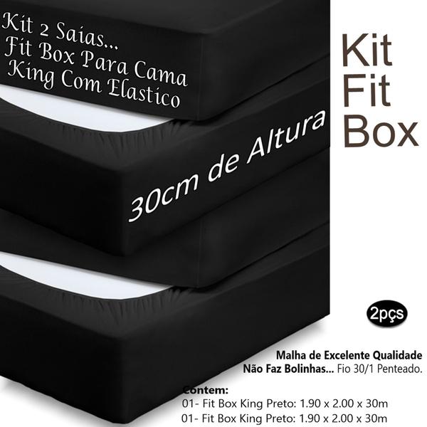 Imagem de Kit 2 Saias Para Cama Box King Fit Box Malha Algodão