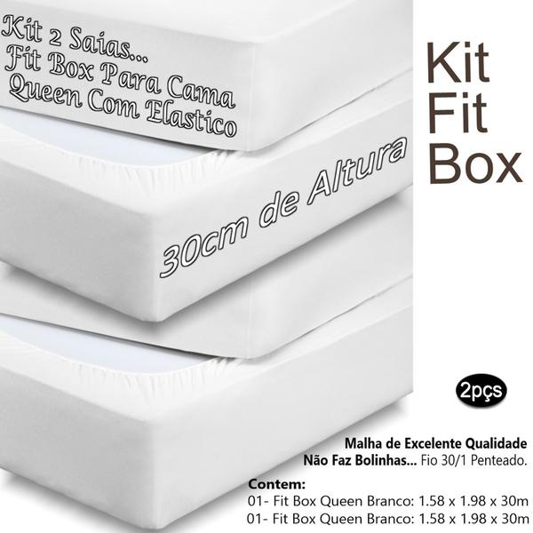 Imagem de Kit 2 Saias Para Cama Box Queen Malha Algodão Fit Box