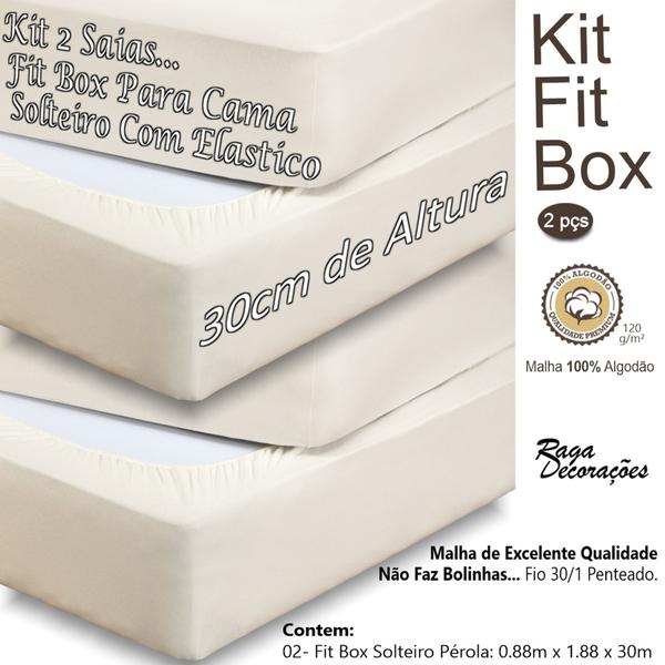 Imagem de Kit 2 Saias Para Cama Box Solteiro Malha Algodão Fit Box