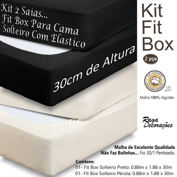 Imagem de Kit 2 Saias Para Cama Box Solteiro Malha Algodão Fit Box