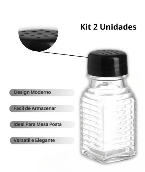 Imagem de Kit 2 Saleiros e Pimenteiro De Vidro Tampa Moderno Hauskraft