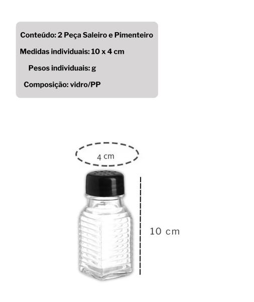 Imagem de Kit 2 Saleiros Pimenteiro De Vidro Tampa Moderno Hauskraft