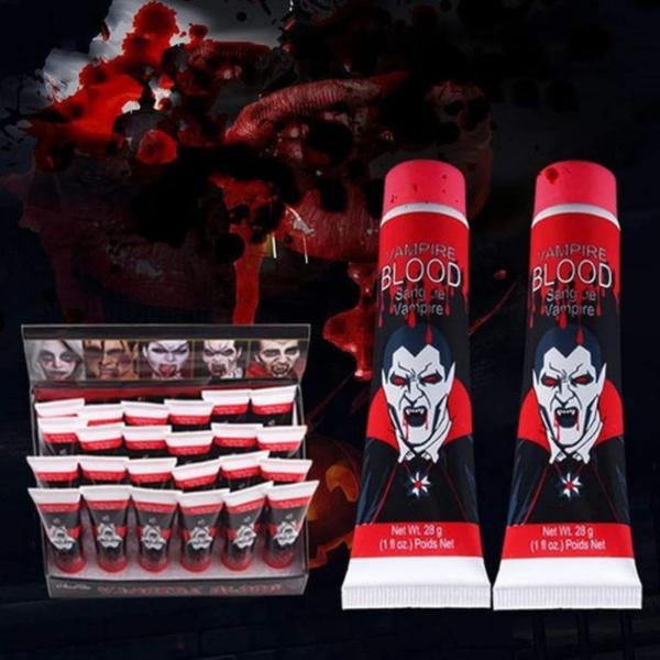 Imagem de Kit 2 Sangue Artificial Falso Halloween Maquiagem Zumbi Make