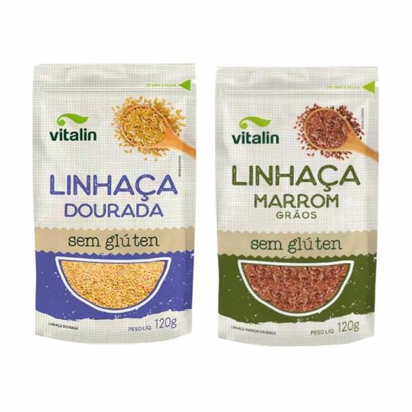 Imagem de Kit 2 Sementes De Linhaça Vitalin: Dourada, Marrom