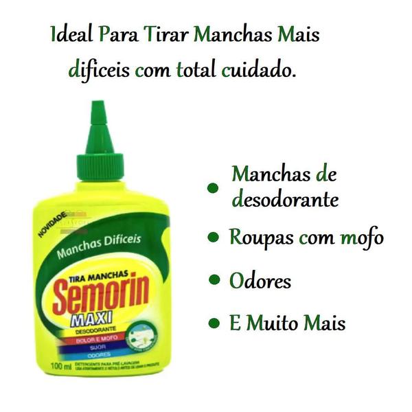 Imagem de Kit 2 Semorin Maxi Tira Manchas Difíceis Original 100ml Cada