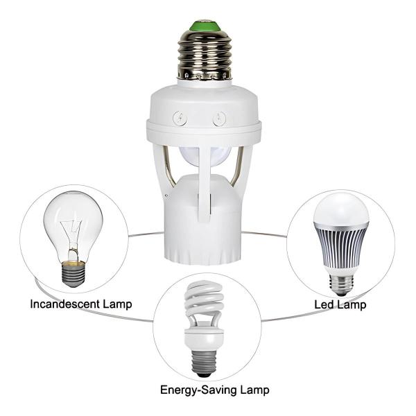 Imagem de Kit 2 Sensor De Presença Lâmpada Soquete E27 Com Fotocélula