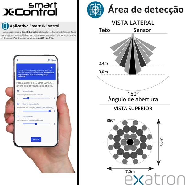 Imagem de Kit 2 Sensor Presença Slim Teto Smart X-control 360 App Celular