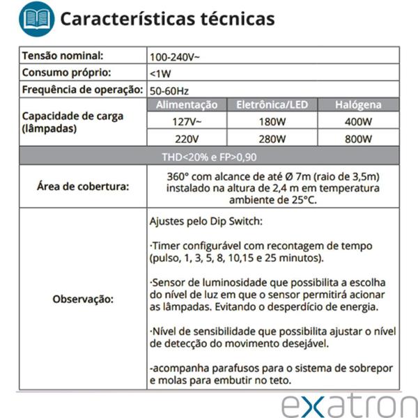 Imagem de Kit 2 Sensor Presença Teto 360 Dip Movimento Iluminação