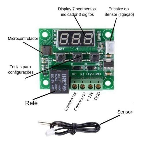 Imagem de Kit 2 Sensor Termostato Digital Chocadeira Aquário Timer Display Regulador de Temperatura