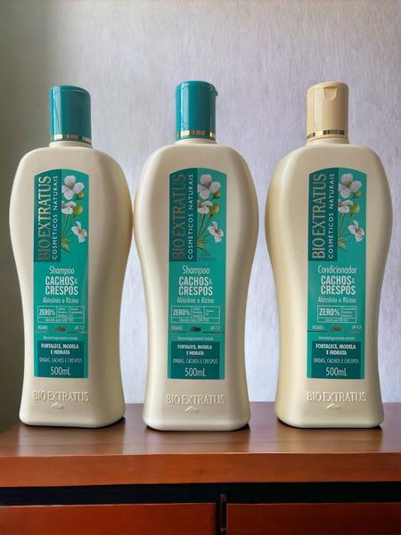 Imagem de Kit 2 Shampoo 1 Condicionador Cachos Crespos Limpeza suave 500 ml