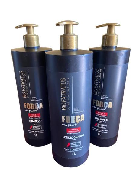 Imagem de Kit 2 Shampoo 1 Condicionador Força com Pimenta 1L Bio Extratus