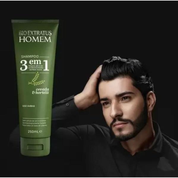 Imagem de Kit 2 Shampoo 3 em 1 Homem 250ml Bio Extratus