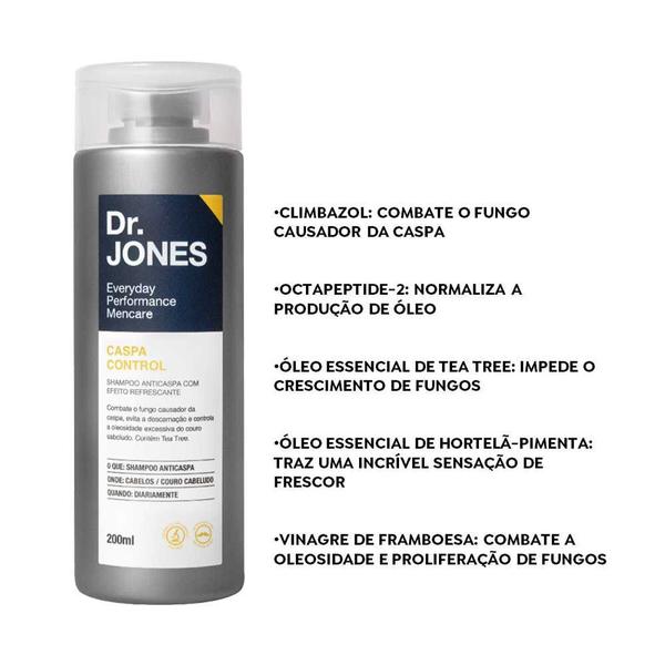 Imagem de Kit 2 Shampoo Masculino Anti Caspa Control Mencare 200ml Dr Jones