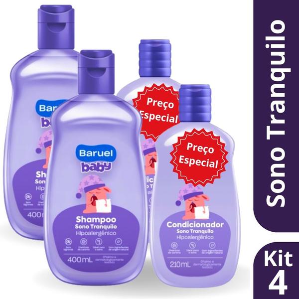 Imagem de Kit 2 Shampoo Sono tranquilo 400ml + Condicionador 200ml - Baruel Baby