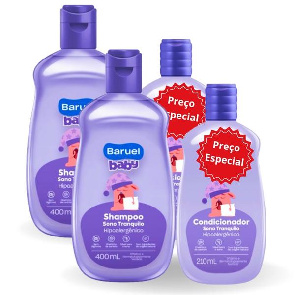 Imagem de Kit 2 Shampoo Sono tranquilo 400ml + Condicionador 200ml - Baruel Baby