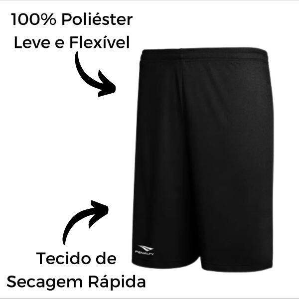 Imagem de Kit 2 Short de Futebol Calção Masculino Penalty Liso Adulto