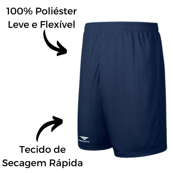 Imagem de Kit 2 Short Futebol Calção Masculino Penalty Liso Adulto