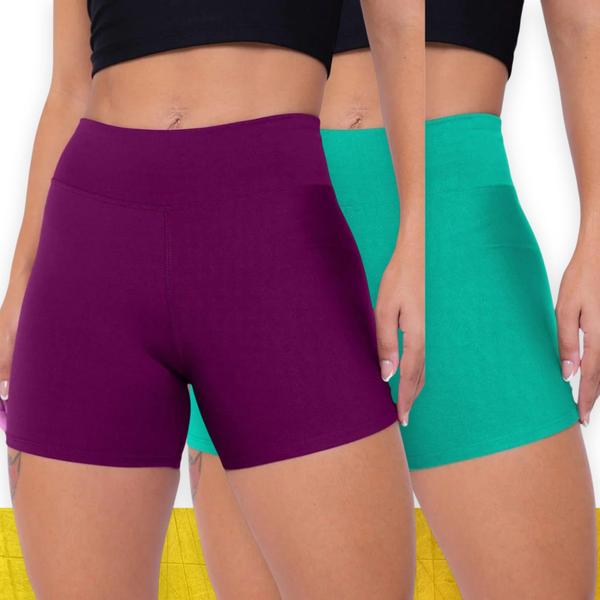 Imagem de Kit 2 Shorts Bermudas Leg BÁSICO Legging Cintura Alta Treino