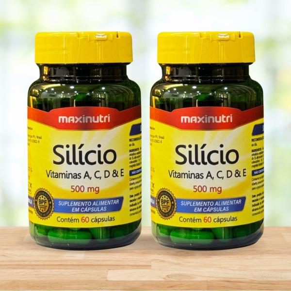 Imagem de Kit 2 Silício com Vitaminas A C D e E 500mg 60 cápsulas Maxinutri