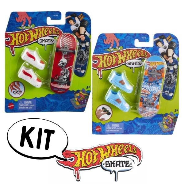 Imagem de Kit 2 Skate de Dedo HotWheels Profissional Tenis Fingerboard