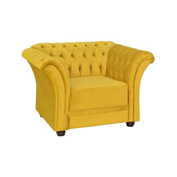 Imagem de Kit 2 Sofá Poltrona Estofada Com Captonê Murano Suede Amarelo - DL DECOR