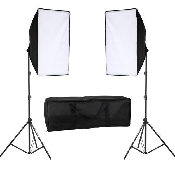 Kit 2 Softbox 50x70 Bivolt com Tripé e Bolsa de Transporte - TUDOPRAFOTO Imagem de Kit 2 Softbox 50x70 Bivolt com Tripé e Bolsa de Transporte