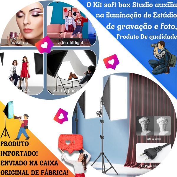 Kit 2 Softbox 50x70 Luz Tripé Quadruplo+8 Lâmpadas 45w 5500k - PDIMPORT Imagem de Kit 2 Softbox 50x70 Luz Tripé Quadruplo+8 Lâmpadas 45w 5500k