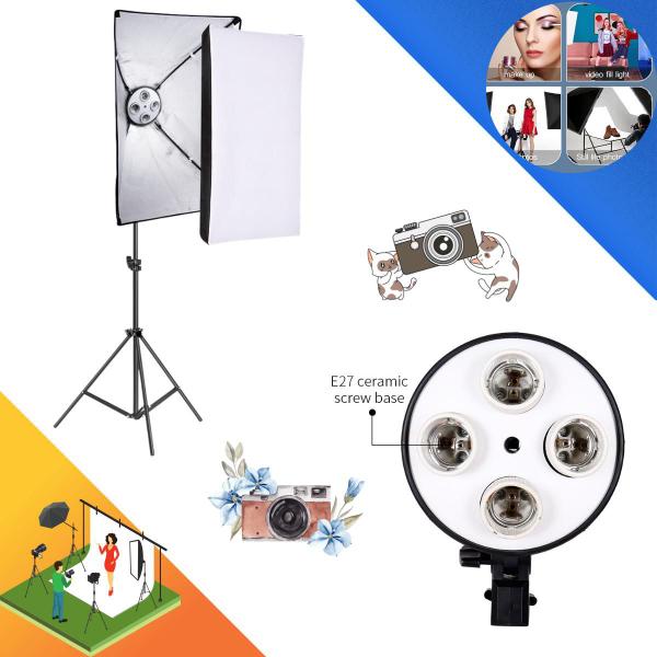Kit 2 Softbox 50x70 Luz Tripé Quadruplo+8 Lâmpadas 45w 5500k - PDIMPORT Imagem de Kit 2 Softbox 50x70 Luz Tripé Quadruplo+8 Lâmpadas 45w 5500k