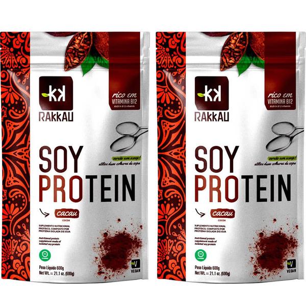 Imagem de Kit 2 Soy Protein Cacau Rakkau 600g - Vegano - Proteína