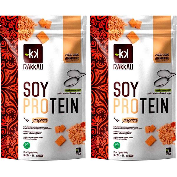 Imagem de Kit 2 Soy Protein Paçoca Rakkau 600g Vegano - Proteína Soja