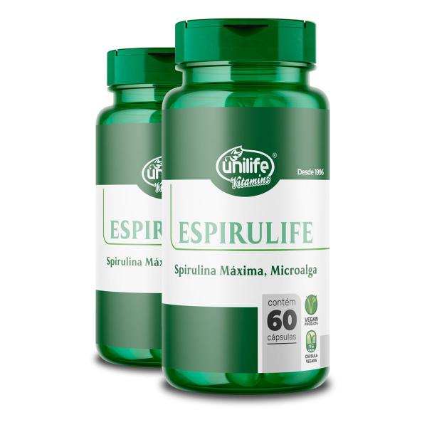 Imagem de Kit 2 Spirulina 500mg Espirulife Unilife 60 cápsulas