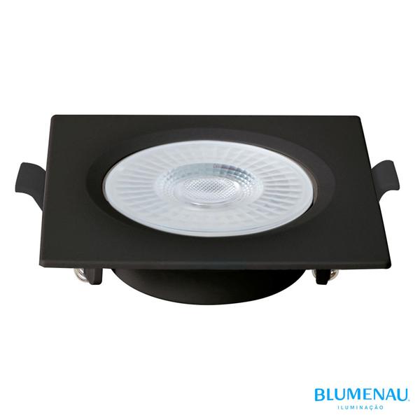 Imagem de Kit 2 Spot Led Preto Quadrado Embutir 6w Branco Quente 3000K