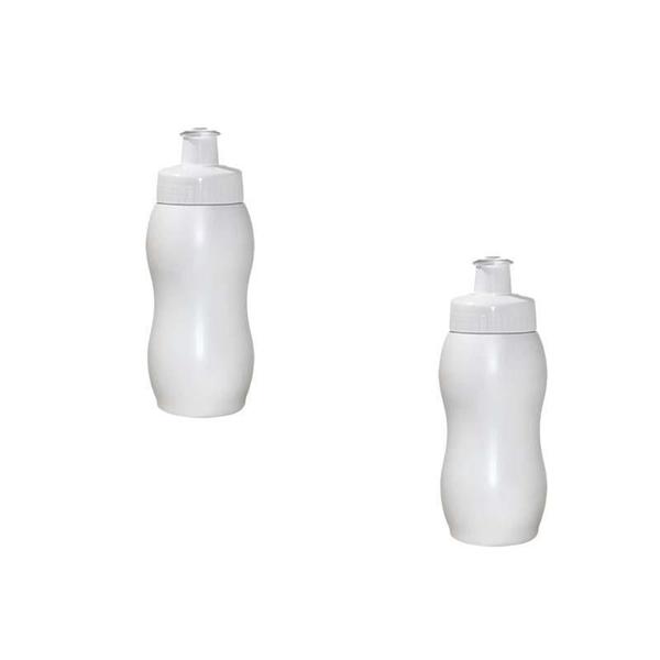 Imagem de Kit 2 Squeezes Wave 250Ml Branco Plástico Premium