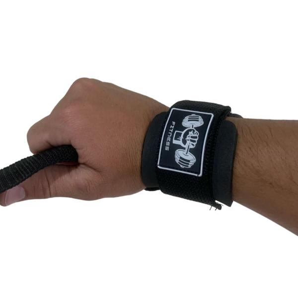 Imagem de Kit 2 Strap Munhequeira Musculação Para Academia Preto