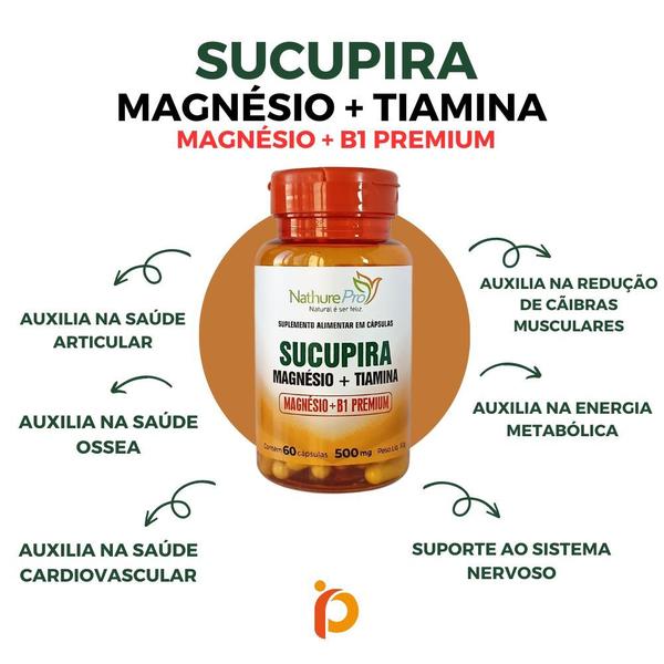 Imagem de Kit 2 Sucupira Magnésio + Tiamina (Magnésio + B1 Premium) 60 Cápsulas 500mg