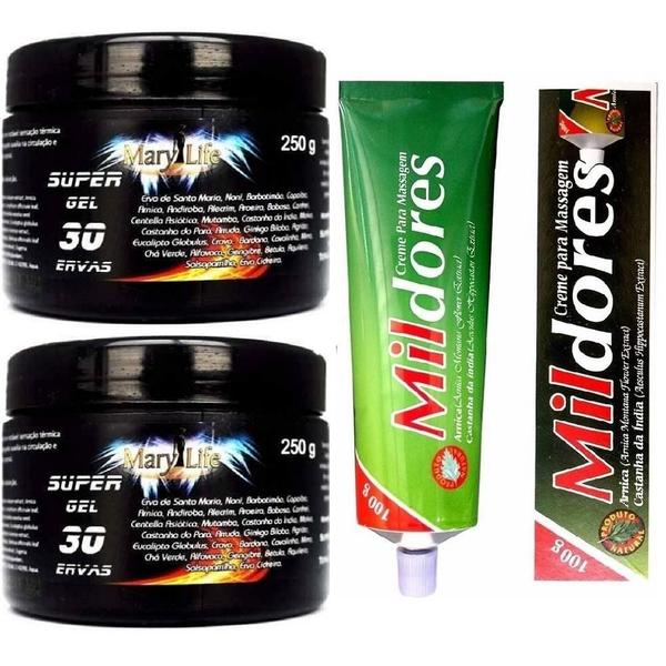 Imagem de Kit 2 Super Gel 30 Ervas 250G + 1 Pomada Mil Dores 100G