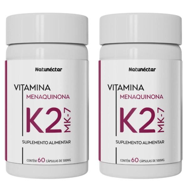 Imagem de Kit 2 Suplemento Alimentar Vitamina K2 - MK7 Potássio 120 Cápsulas Natunéctar