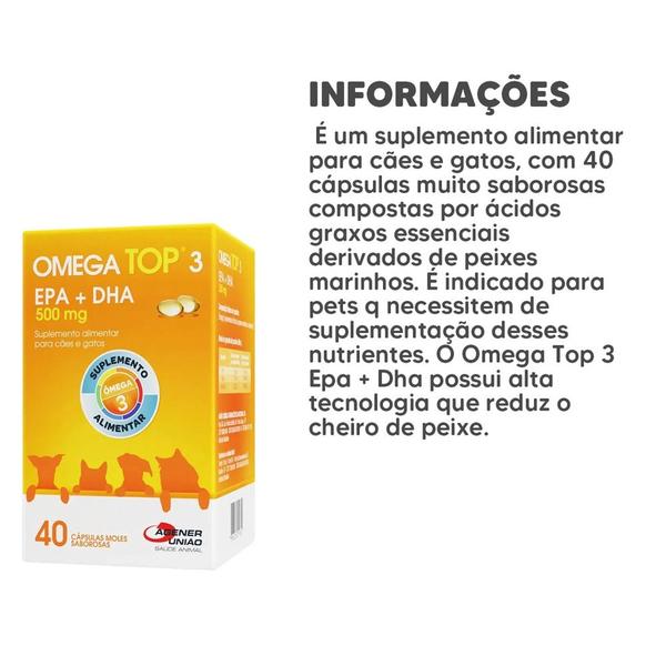 Imagem de Kit 2 Suplemento Omega Top 500 com Ácidos Graxos 40 Cap