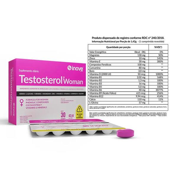 Imagem de Kit 2 Suplemento Testosterol Woman 30 Comprimidos - Inove