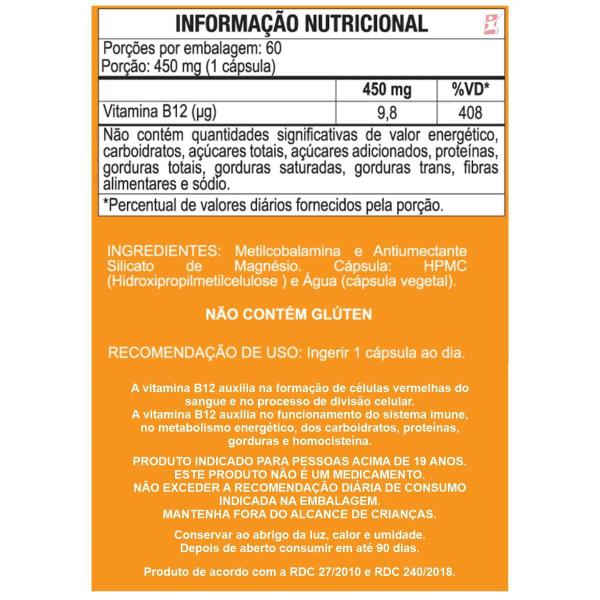 Imagem de Kit 2 Suplemento Vitamina B12 Metilcobalamina 60Cps - Duom