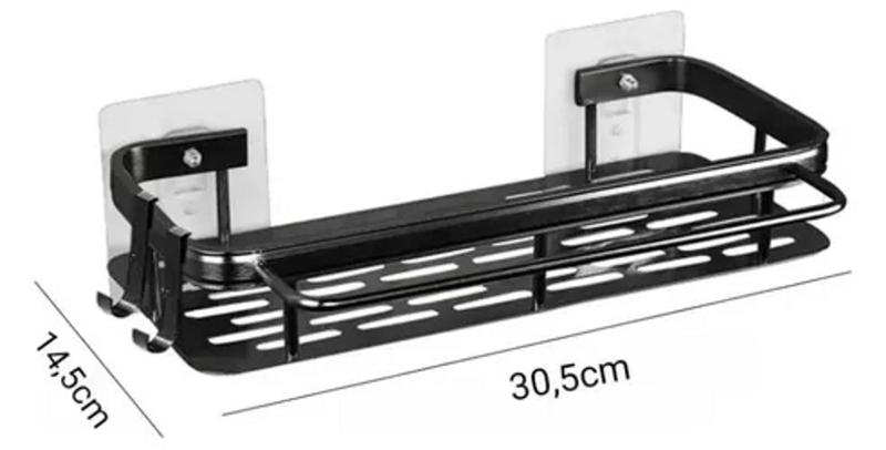 Imagem de Kit 2 Suporte Banheiro Porta Shampoo Parede Inox Adesivo (f)